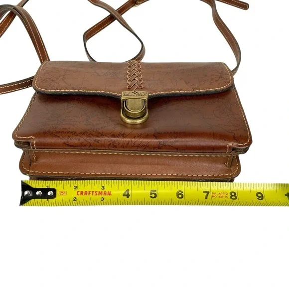 Patricia Nash Map Collection Crossbody Clutch Bag Leather Brass Travel Artisan - Picture 11 of 13